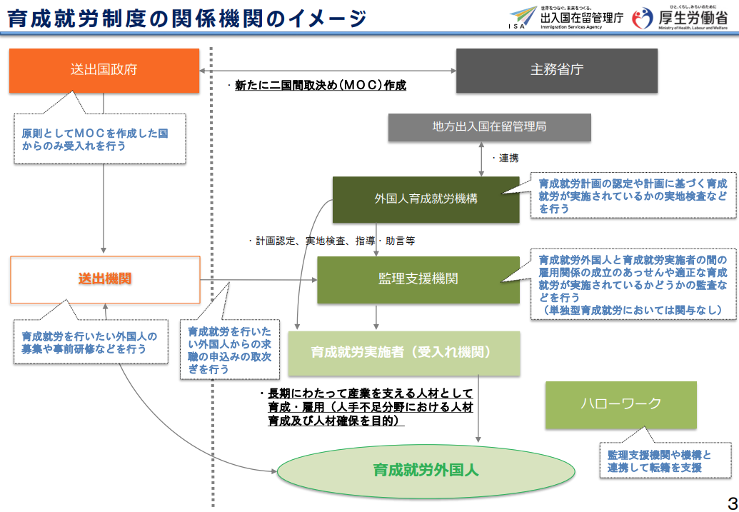 育成就労制度の関係機関のイメージ